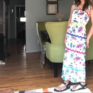 Tie shoulder printed tea length sundress